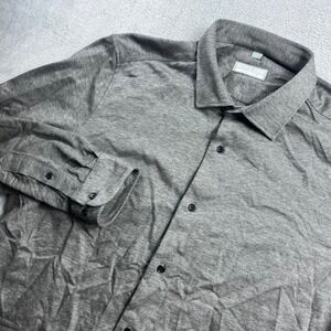 Ash & Erie Mens Large Gray Nice Stuff Long Sleeve Knit Button Down Shirt